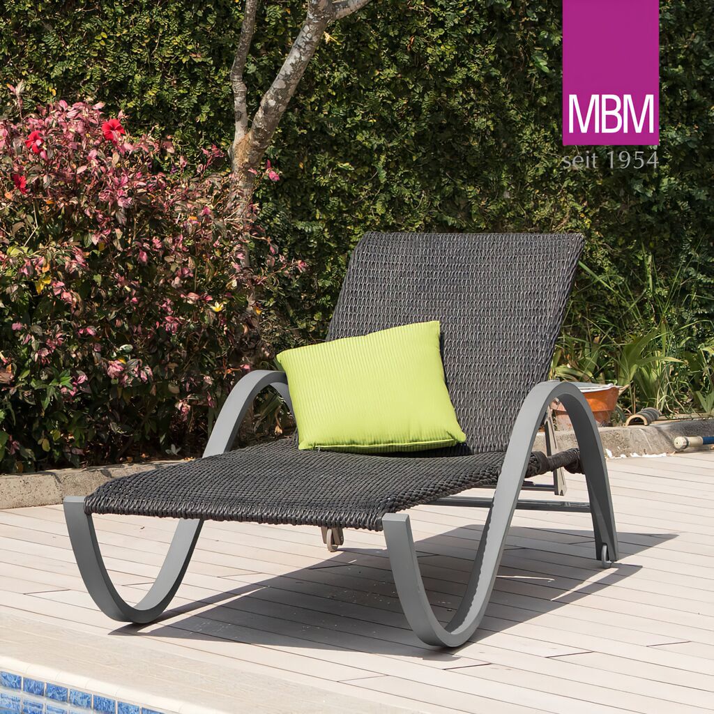  MBM Gartenliege Aus Aluminium, Resysta & Kunststoffgeflecht - Verstellbar - Sonnenliege Bow