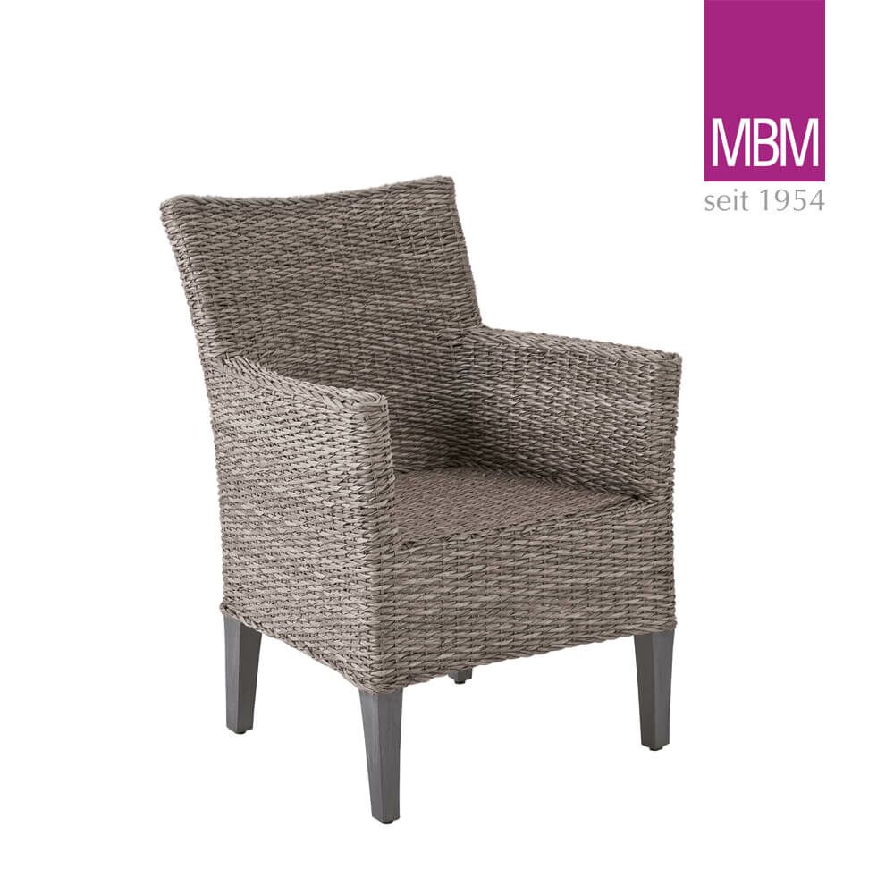  MBM Gartensessel Aus Resysta & Mirotex-Geflecht - Grau - Modern - Sessel Madrigal