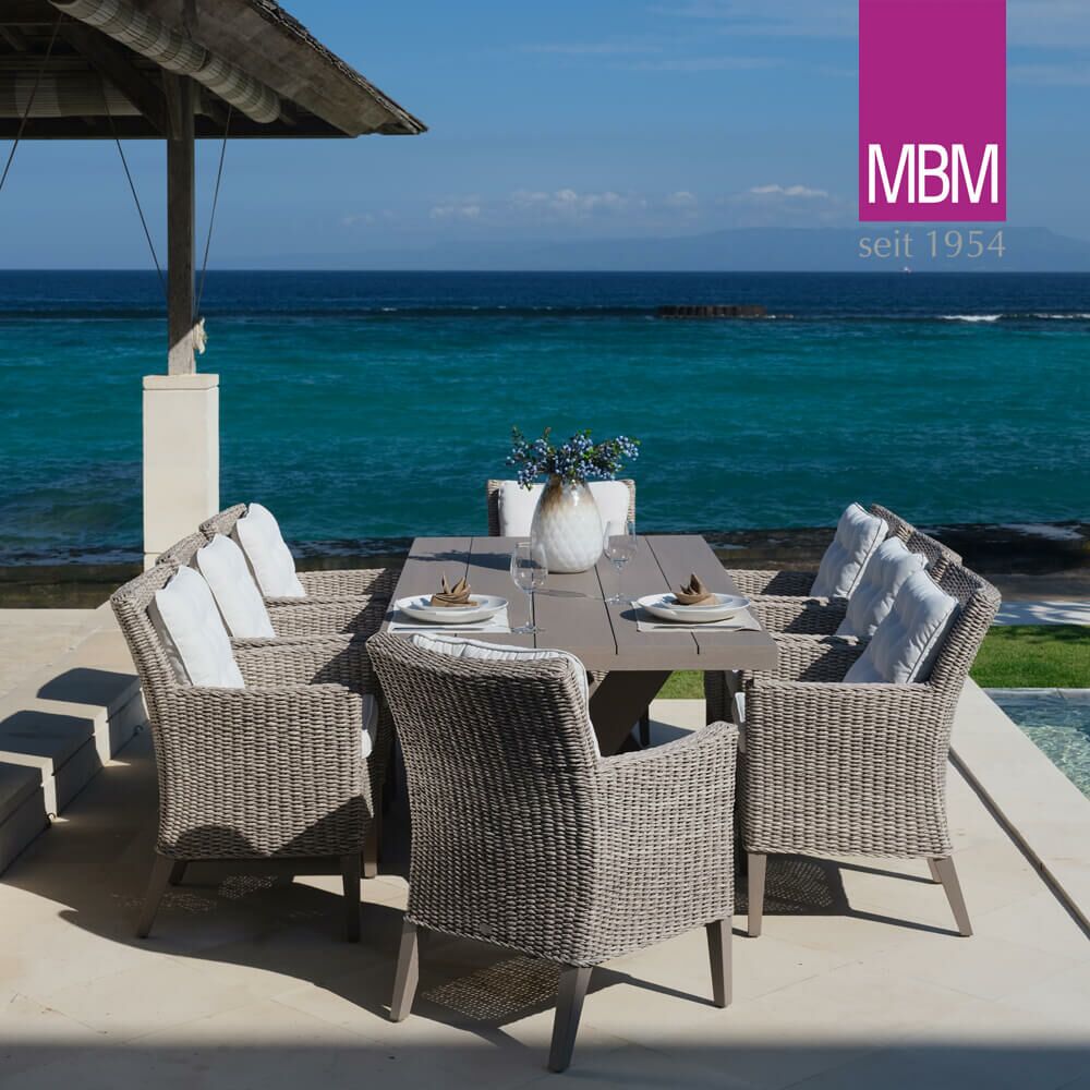 MBM Gartensessel Aus Resysta & Mirotex-Geflecht - Grau - Modern - Sessel Madrigal
