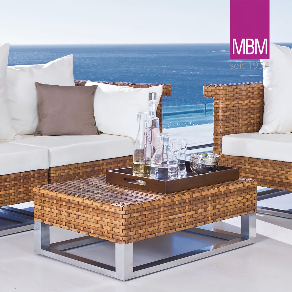  MBM Loungetisch Aus Alu & Polyrattan - 60x87cm - Eckig - Loungetisch Madrigal