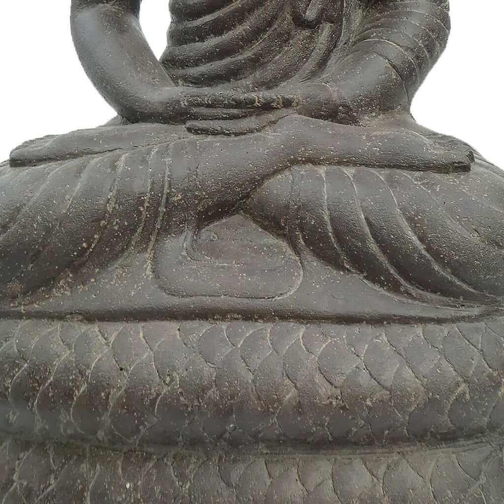  Meditierende Buddha Figur Aus Steinguss Im Schutz Einer Kobra - Djuwita