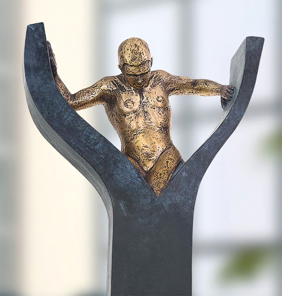  Mensch Befreit Sich Aus Steinblock - Limiterte Bronze - La Force Est En Toi
