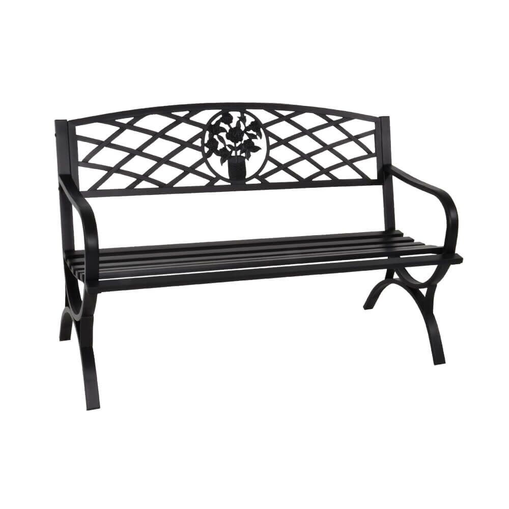  Metall Gartenbank Schwarz Mit Floralem Ornament - Gartenbank Amareill
