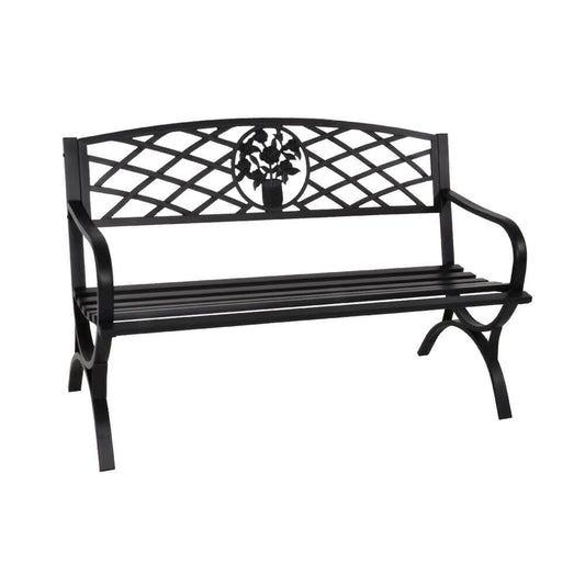  Metall Gartenbank Schwarz Mit Floralem Ornament - Gartenbank Amareill
