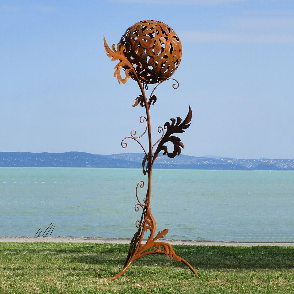  Metall Gartenplastik XXL Im Floralen Design Mit Kugel - Florala