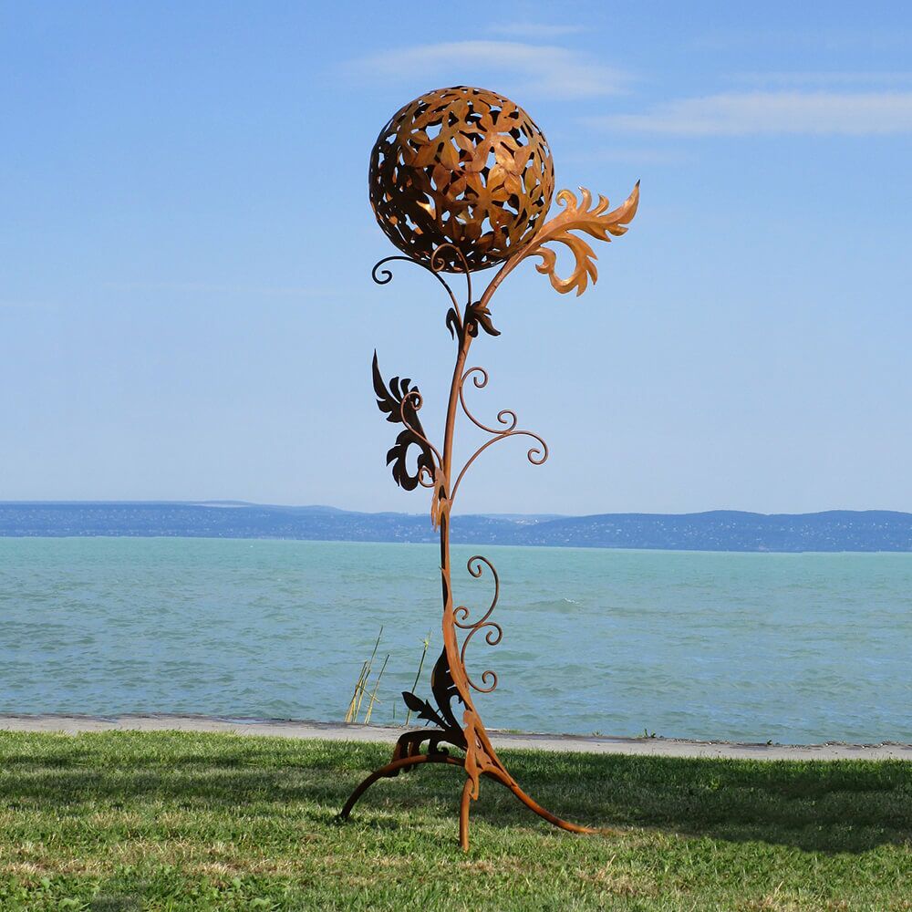  Metall Gartenplastik XXL Im Floralen Design Mit Kugel - Florala