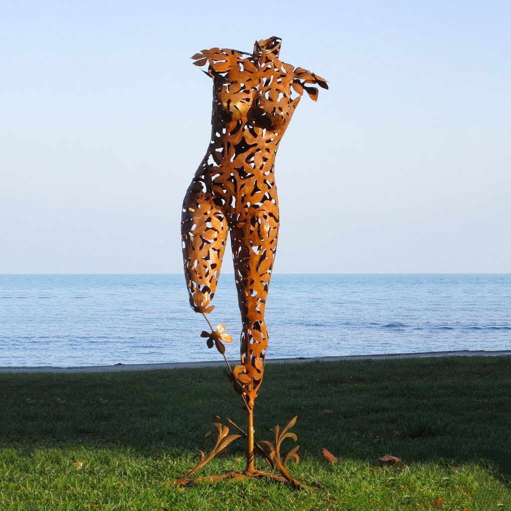  Metall Skulptur Frauen Torso - Florales Design - Pannonia