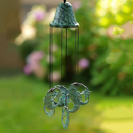  Metall Windspiel Halbmond Mit Schlafmütze - Türkis - Mondspiel