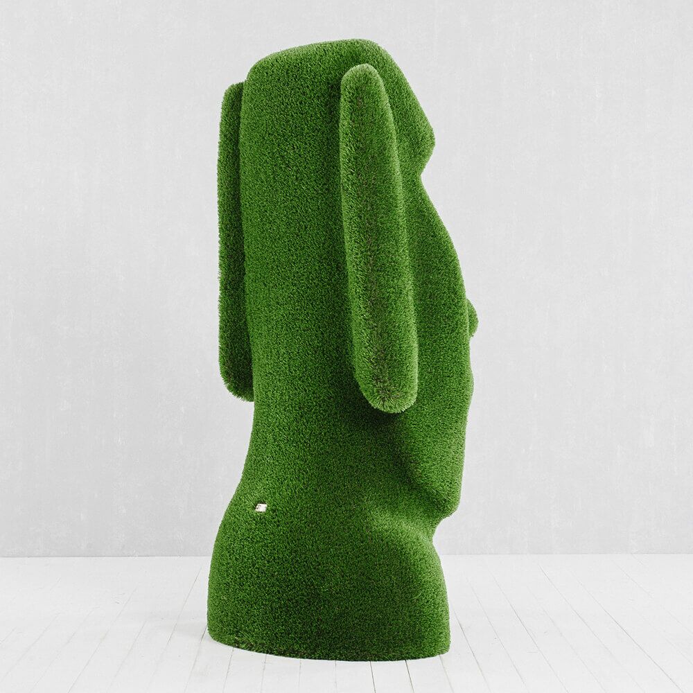  Moai Kopf Gartenfigur - Topiary - GFK & Kunstrasen - Idukan