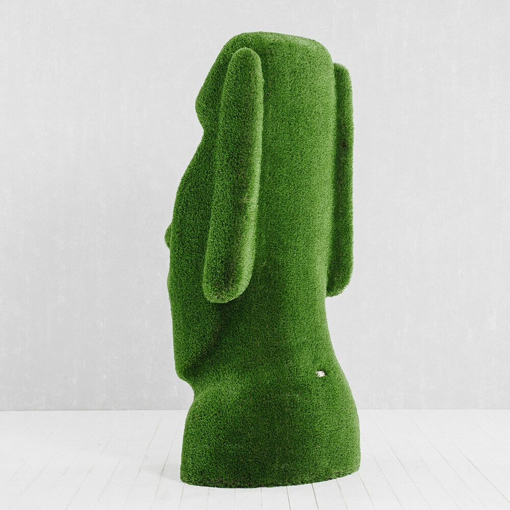 Moai Kopf Gartenfigur - Topiary - GFK & Kunstrasen - Idukan