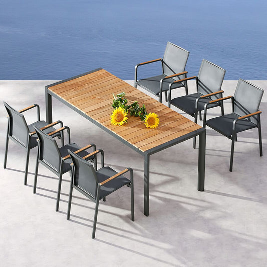  Moderne 6-Sitzer Gartengruppe Mit Holz Und Alu - Sitzgruppe Spirabilis