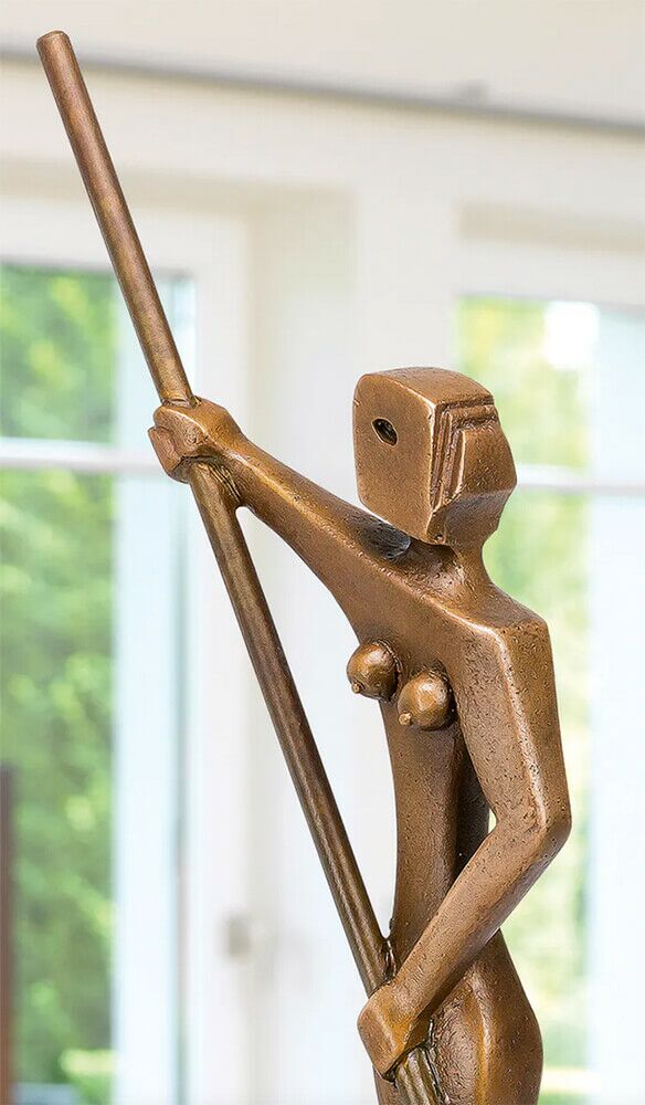  Moderne Bronzeskulptur Frau Mit Boot - Wassergöttin Auf Barke
