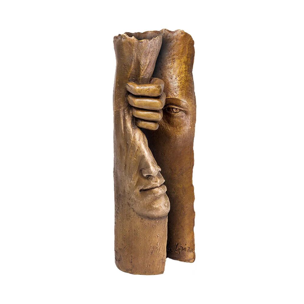  Moderne Bronzeskulptur - Vorhang Der Gedanken - Curtain