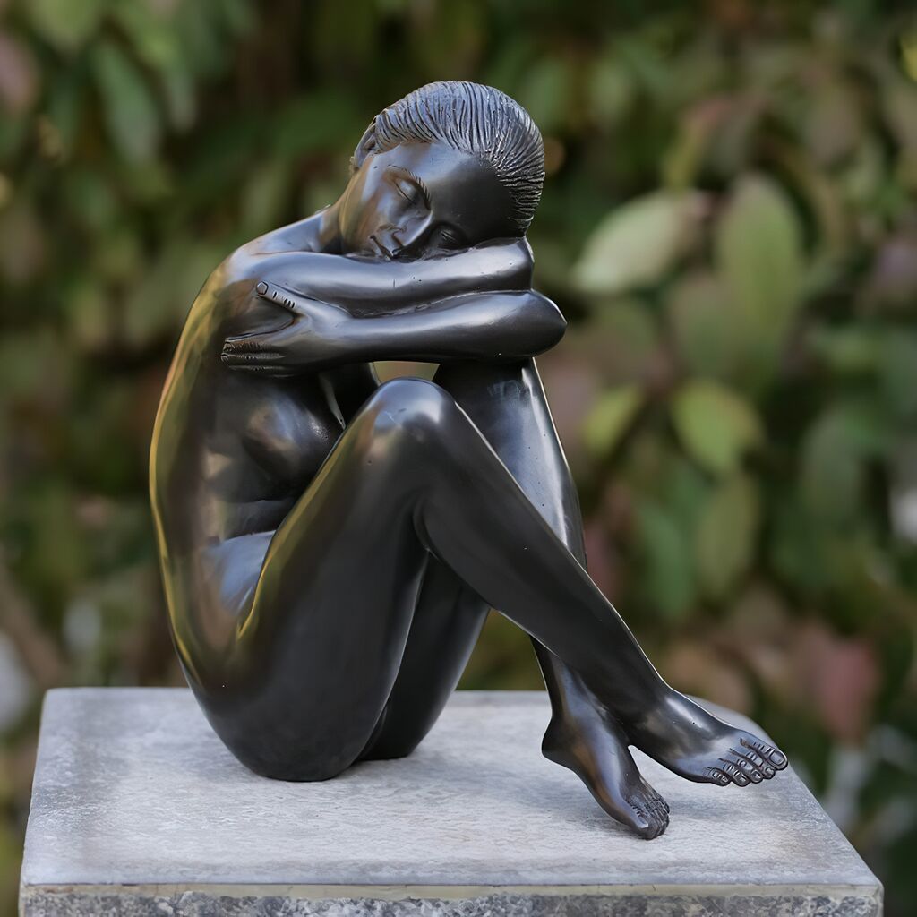  Moderne Frauskulptur Aus Bronze - Dunkelbraun - Feme Merenza