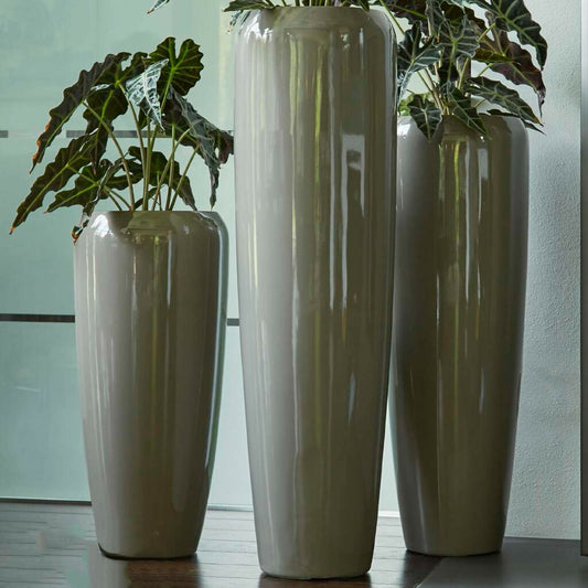  Moderne Garten Pflanzvase - Hochglänzend - Polystone Taupe - Offagna