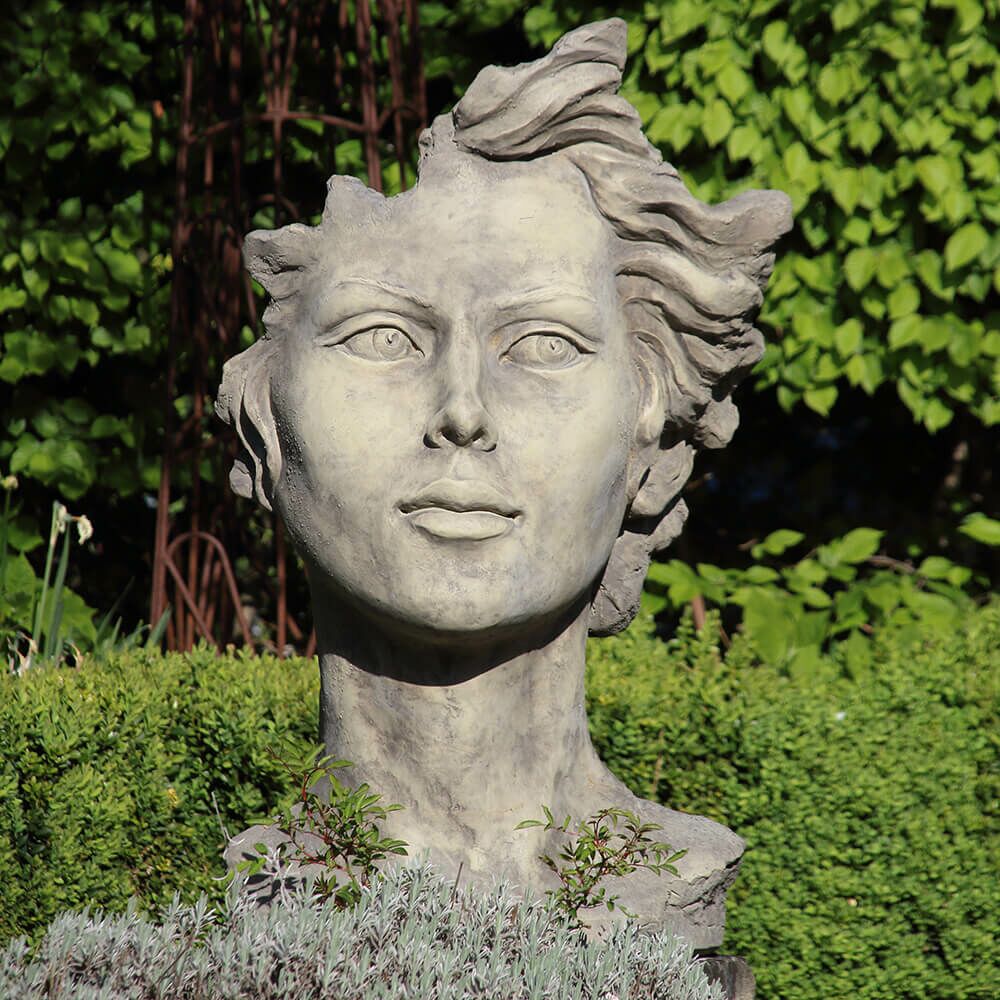  Moderne Gartenbüste Mit Frauengesicht Aus Steinguss - Calibri