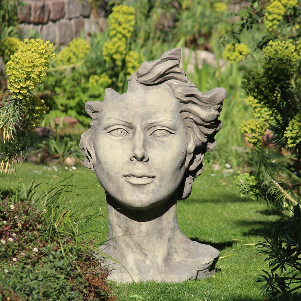  Moderne Gartenbüste Mit Frauengesicht Aus Steinguss - Calibri