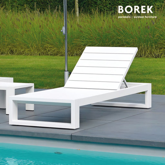  Moderne Gartenliege Aus Aluminium - Borek - Inkl. Kissen Weiß - Vitoria Liege
