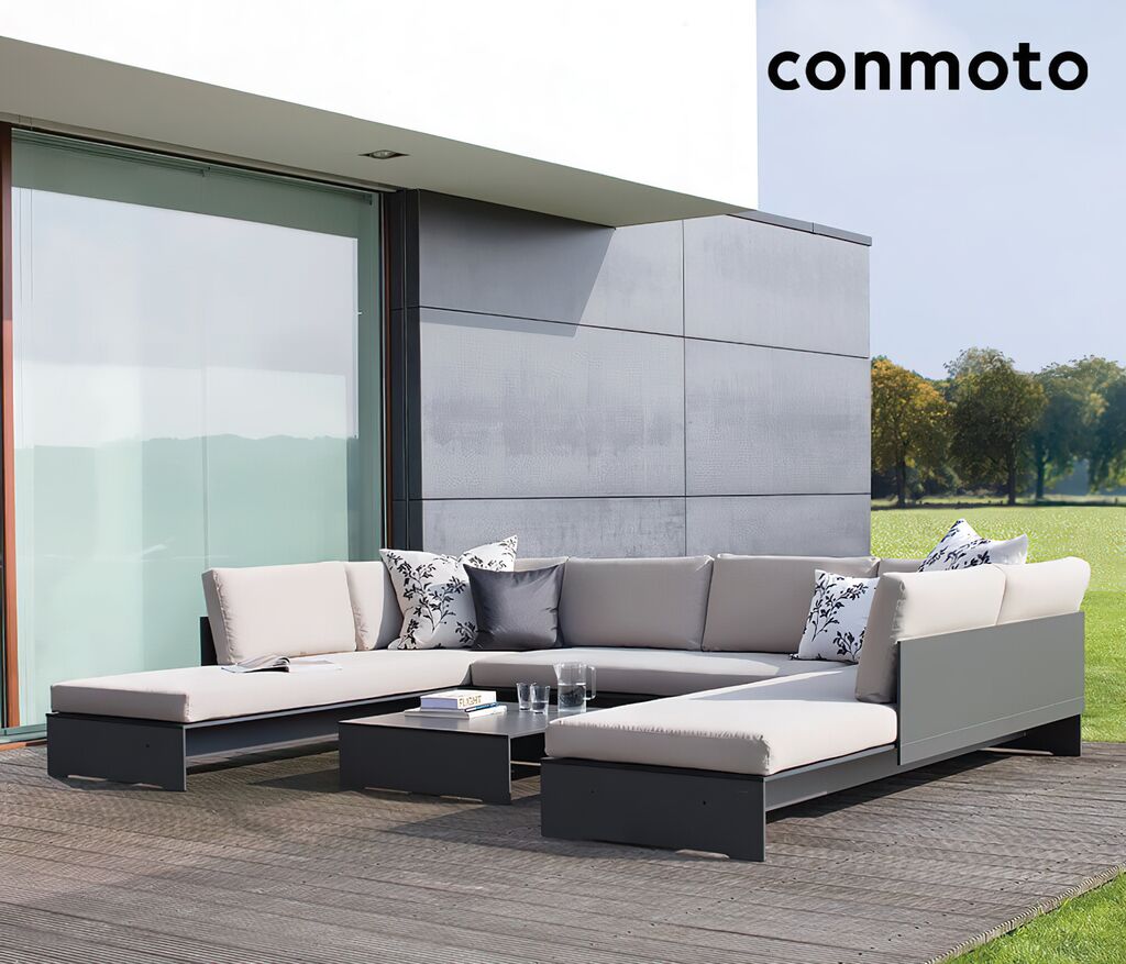  Moderne HPL Loungegruppe Aus Sofa Und Tisch - Riva Gartenlounge