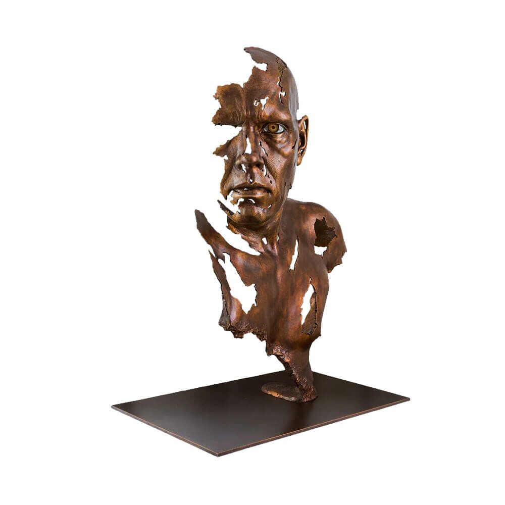  Moderne Künstlerbüste - Limitierte Mann Bronzeskulptur - Face To Face