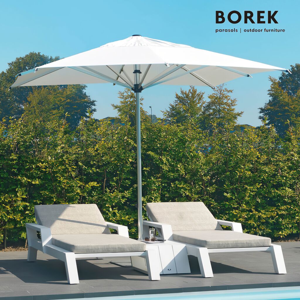  Moderner Aluminium Sonnenschirm Von Borek - Quadratisch - Marktschirm - Reflex Sonnenschirm