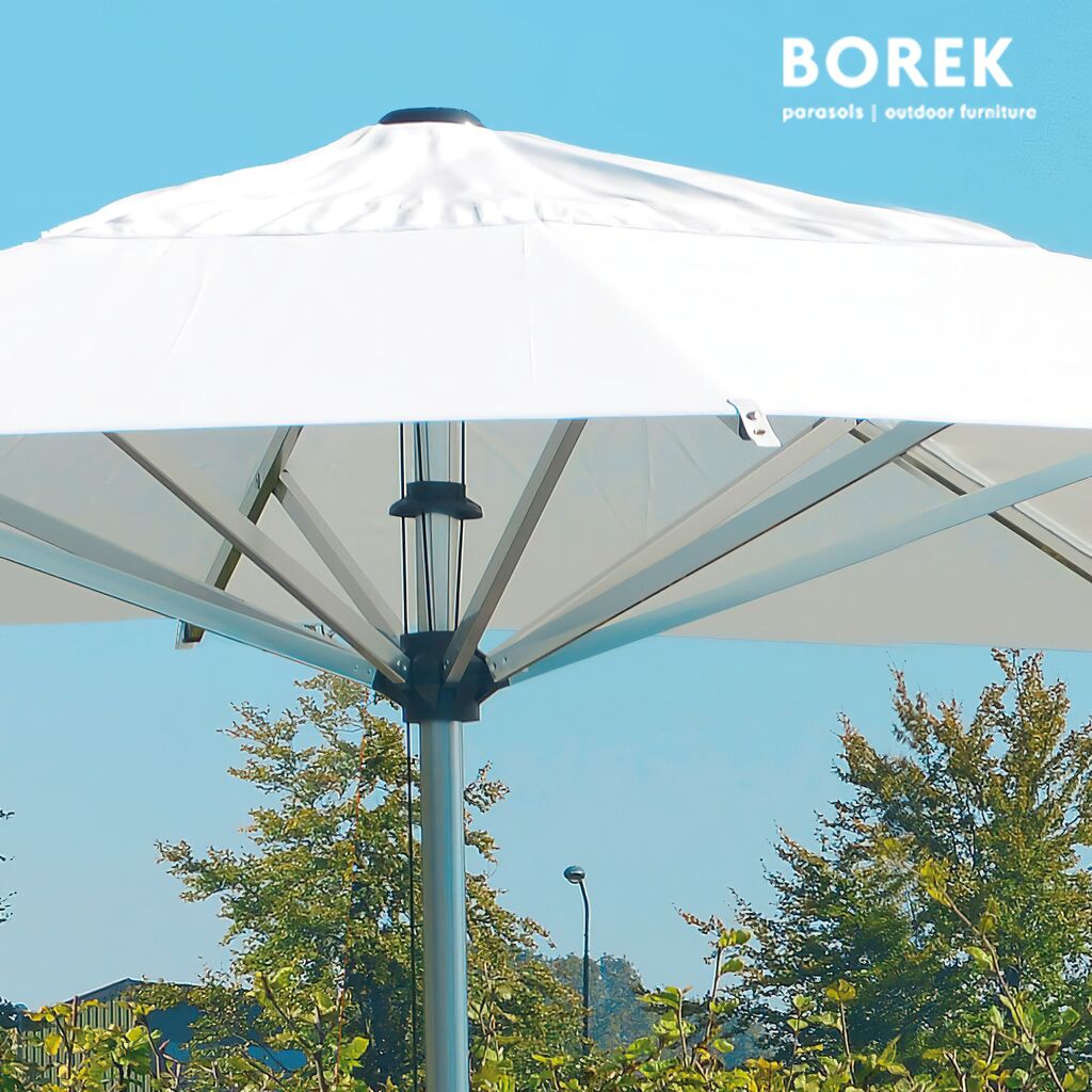  Moderner Aluminium Sonnenschirm Von Borek - Quadratisch - Marktschirm - Reflex Sonnenschirm