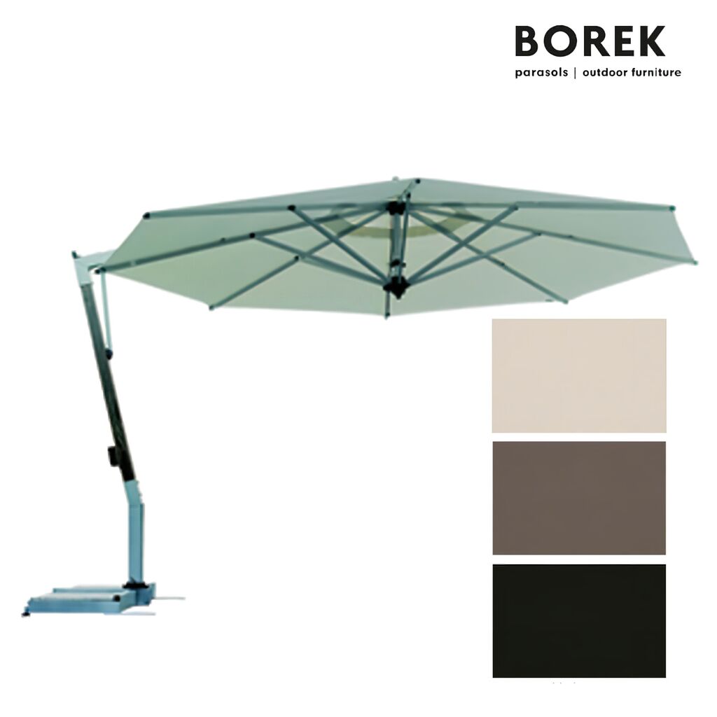  Moderner Ampelschirm Von Borek - Aluminium & Teakholz - Mit Kurbel - Drehbar - Capri Sonnenschirm Teak