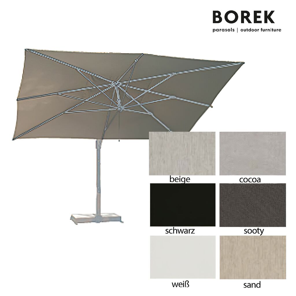  Moderner Ampelschirm Von Borek - Kurbel-System - Quadratisch - Rodi Sonnenschirm Silver
