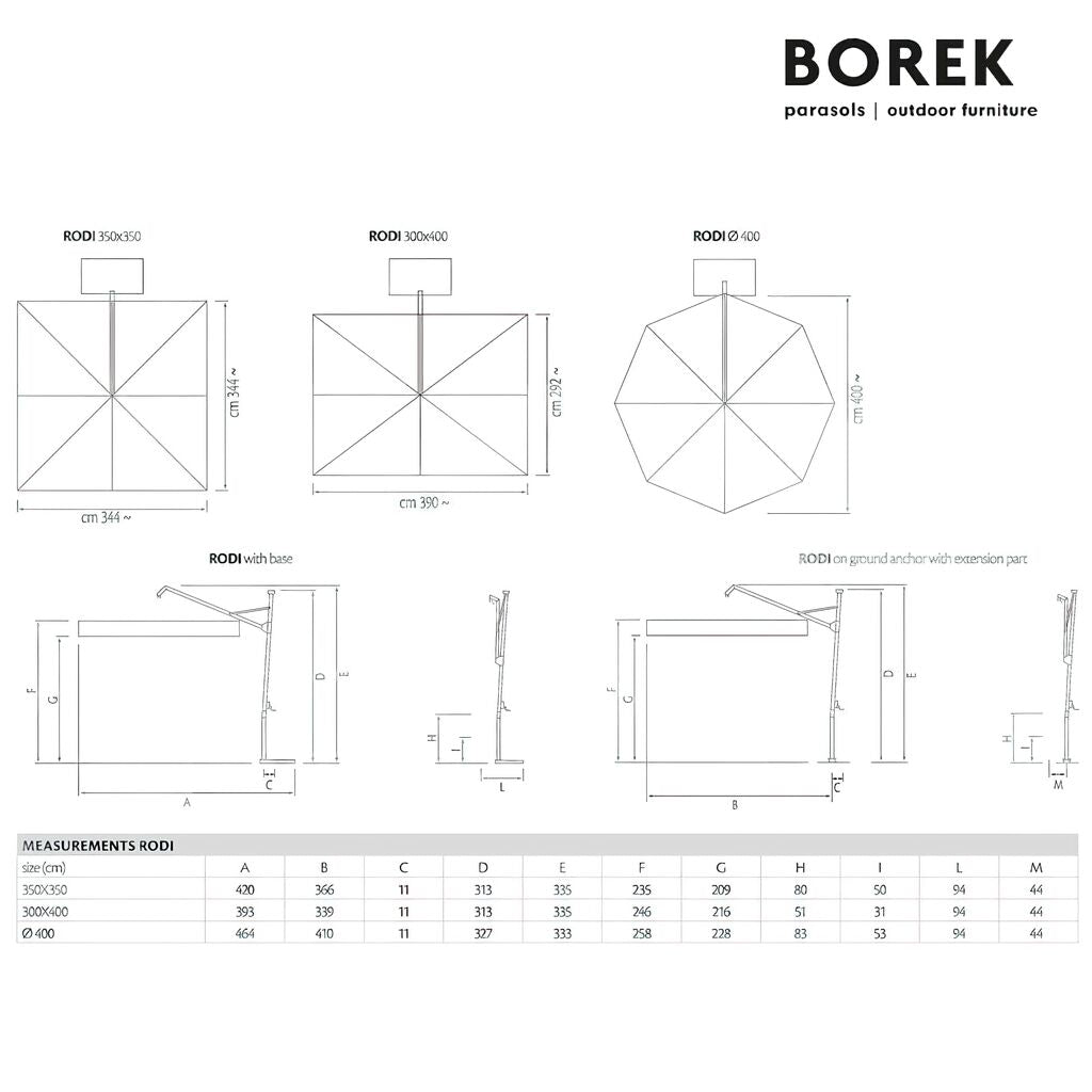  Moderner Ampelschirm Von Borek - Kurbel-System - Quadratisch - Rodi Sonnenschirm Silver
