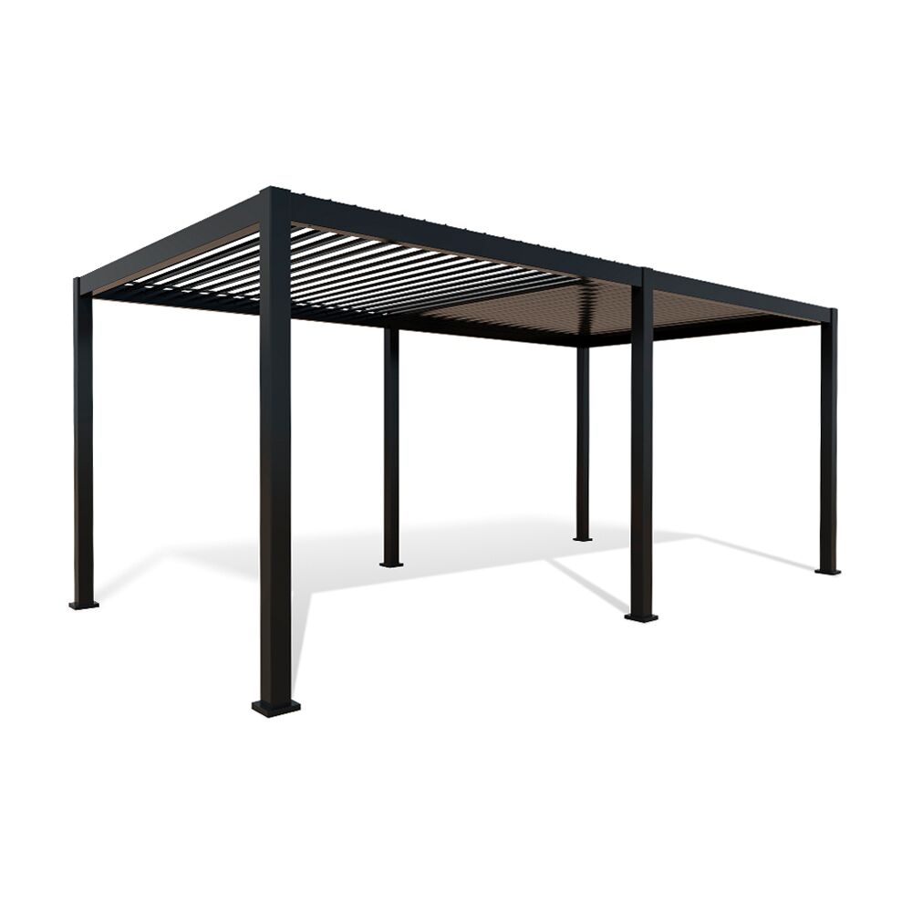  Moderner Anthrazit Gartenpavillon Aus Aluminium Mit Lamellendach - Elegono