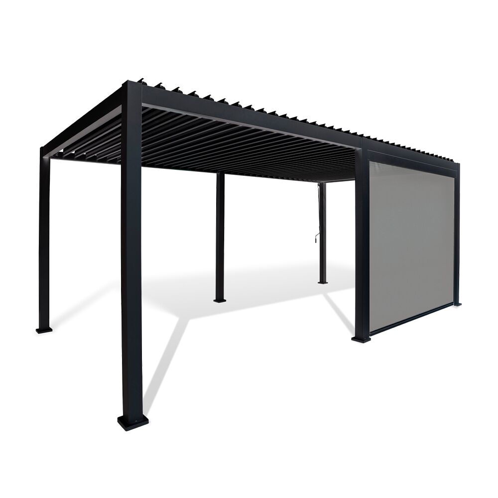  Moderner Anthrazit Gartenpavillon Aus Aluminium Mit Lamellendach - Elegono