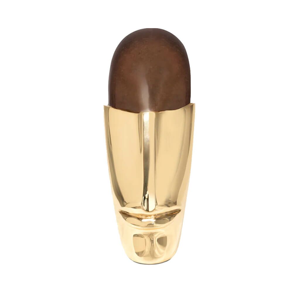  Moderner Bronzekopf Limitiert Mit Goldenem Gesicht - Kopf Mit Maske