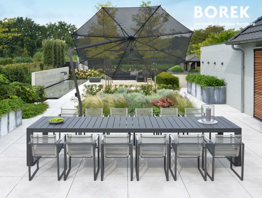  Moderner Design Ampelschirm Von Borek - Aluminium Rahmen - Mit Kurbel - Neigbar - Ischia Sonnenschirm Graphite