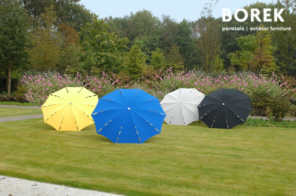  Moderner Design Sonnenschirm Von Borek - Rund - Höhenverstellbar & Neigbar - Edelstahl - Flower Sonnenschirm