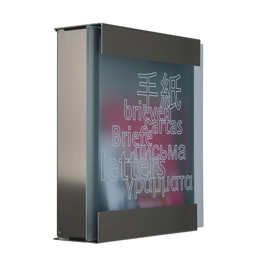  Moderner Glas & Edelstahl Briefkasten Design Beschriftung - Persephone