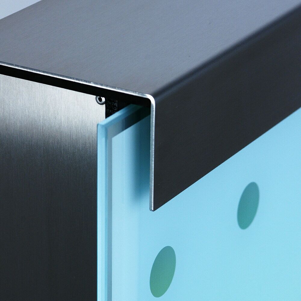  Moderner Glas & Edelstahl Briefkasten Mit Punkte Design - Poseidon