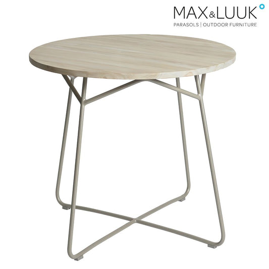  Moderner Runder Gartentisch Aus Aluminium & Teakholz - 80cm - Max&Luuk - Lily Gartentisch