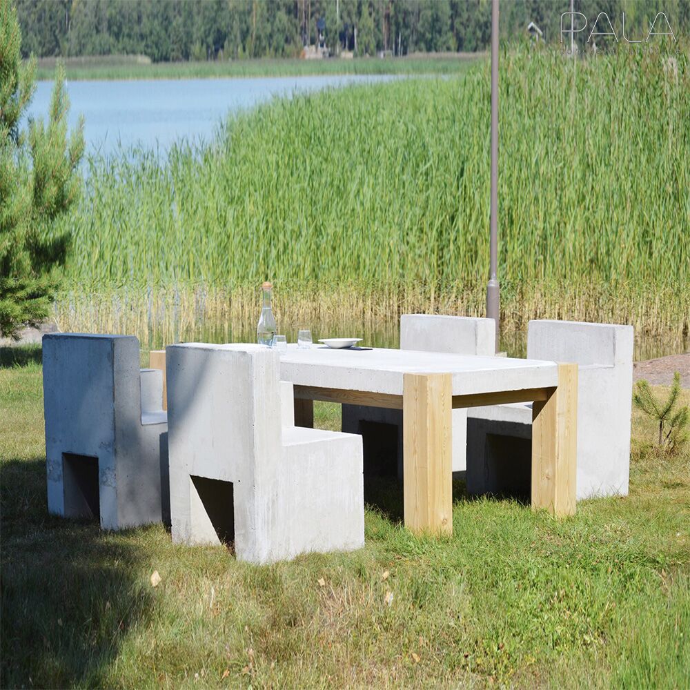  Modernes Gartenmöbel-Set - Tisch Und Stühle Aus Beton - Kenna