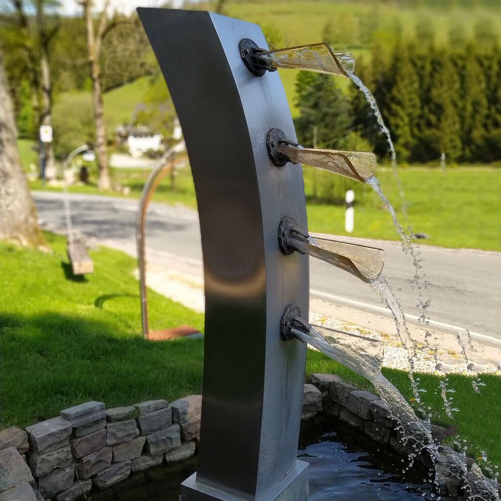 Modernes Wasserspiel Aus Edelstahl & Kristallglas - Handgefertigt - Bilana