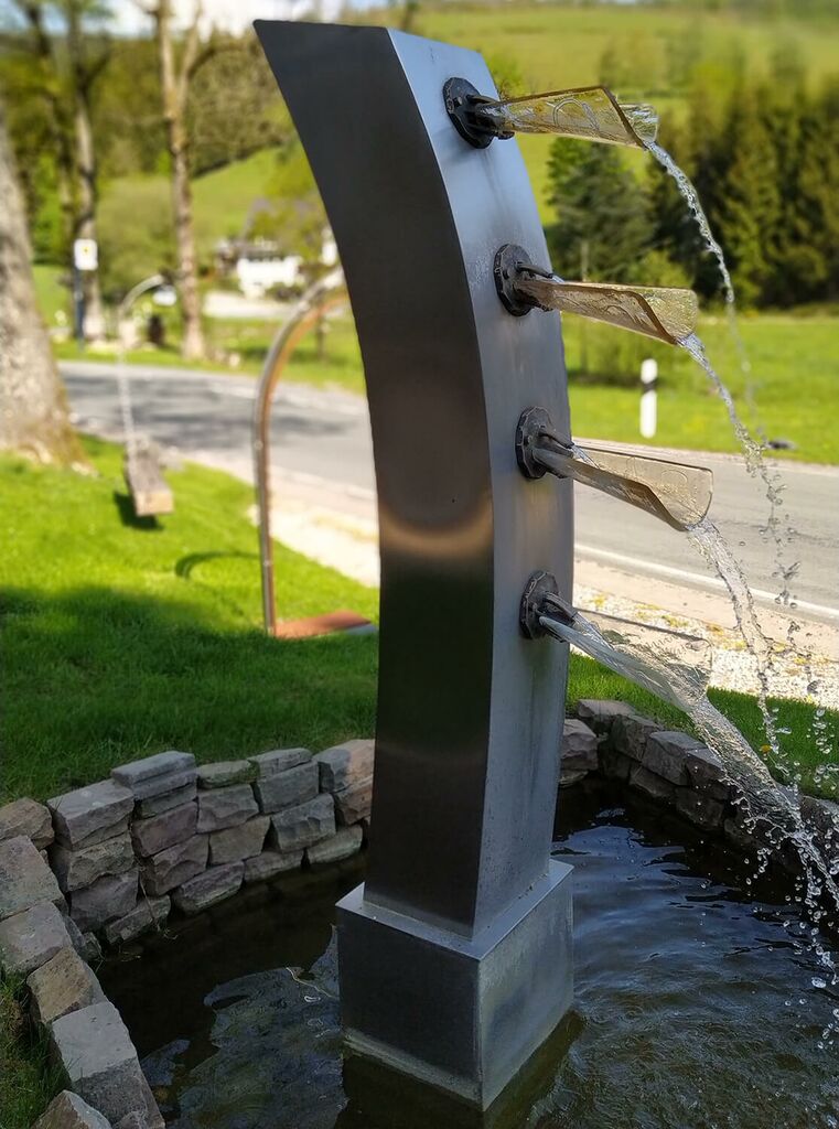  Modernes Wasserspiel Aus Edelstahl & Kristallglas - Handgefertigt - Bilana