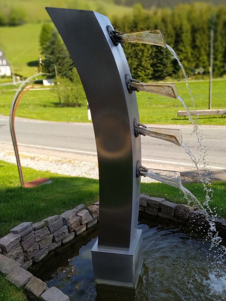  Modernes Wasserspiel Aus Edelstahl & Kristallglas - Handgefertigt - Bilana