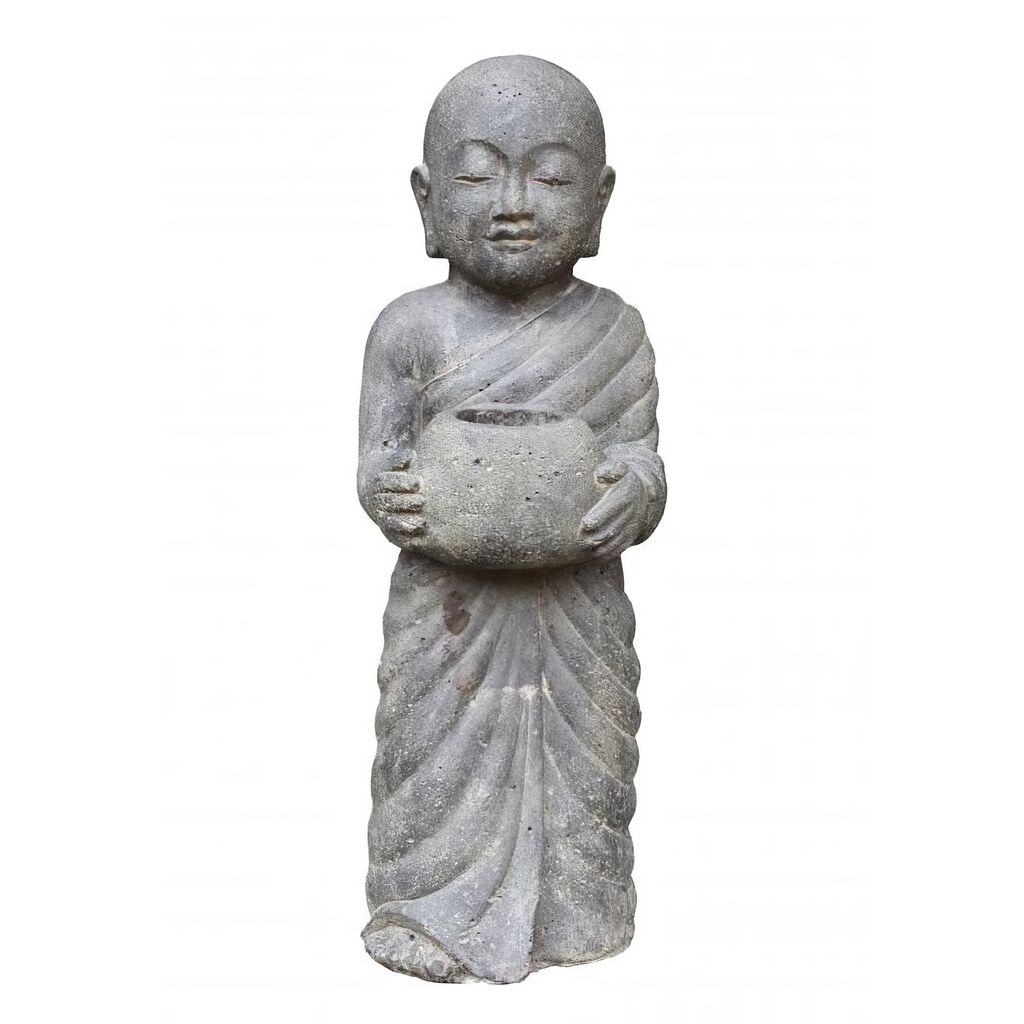  Mönch Mit Schale Als Garten Steinfigur - Monachus