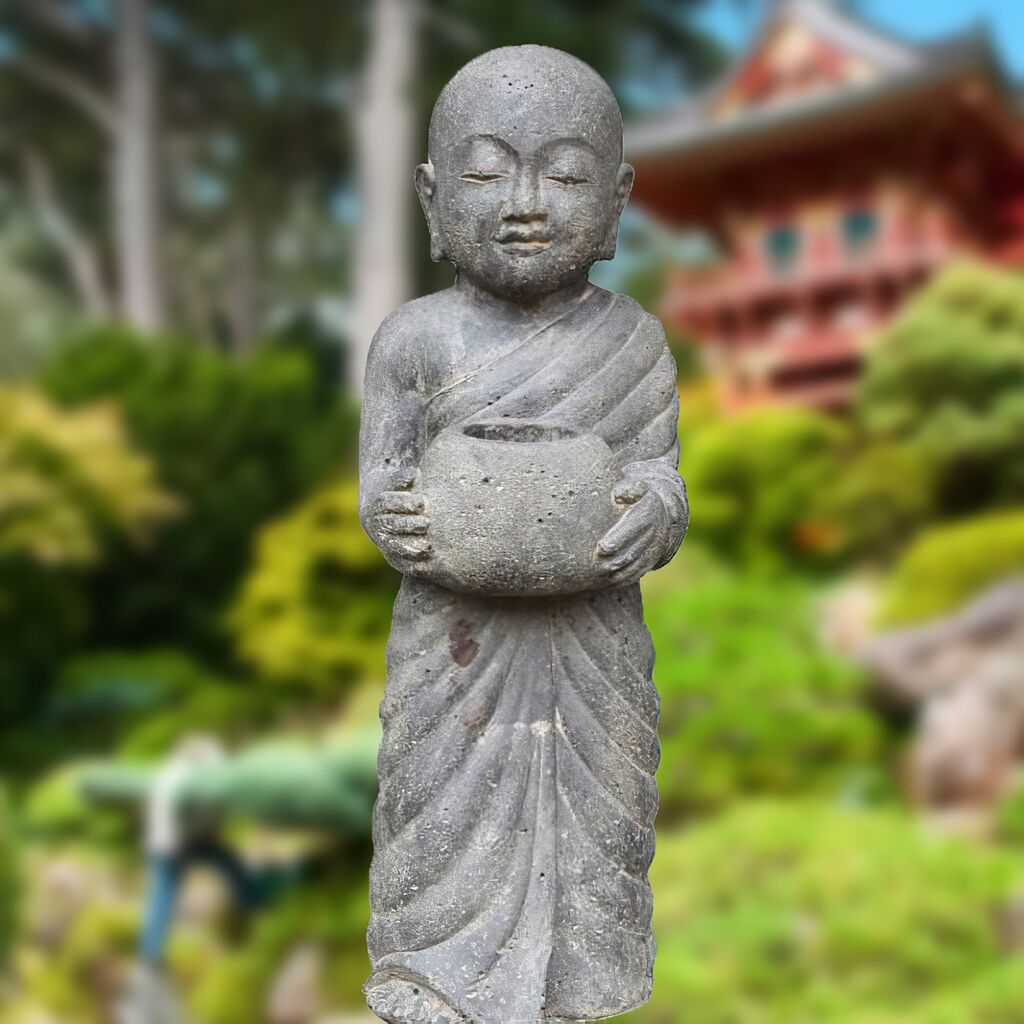 Mönch Mit Schale Als Garten Steinfigur - Monachus