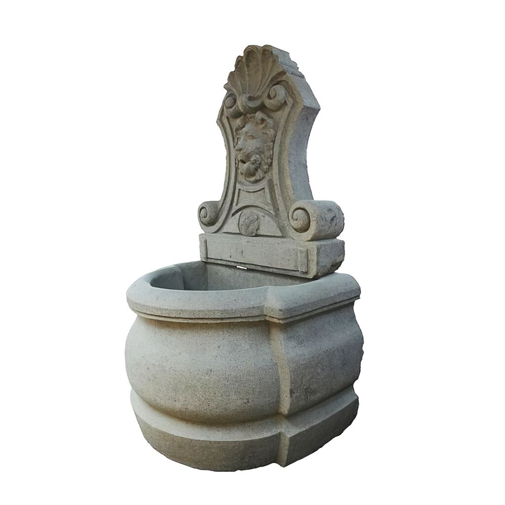  Naturstein Wandbrunnen Mit Löwe - La Domaine