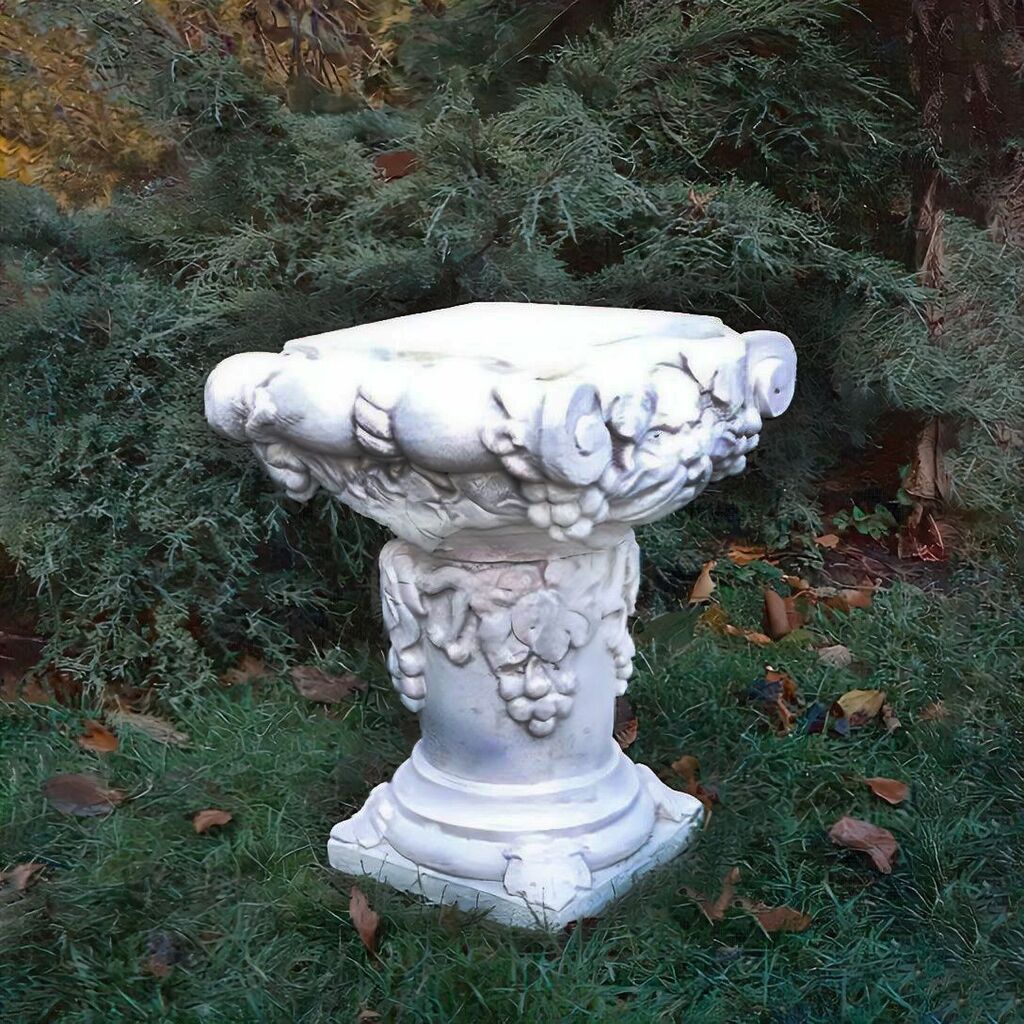  Niedrige Steinguss Gartensäule Mit Weinblättern Und Trauben - Orchidea