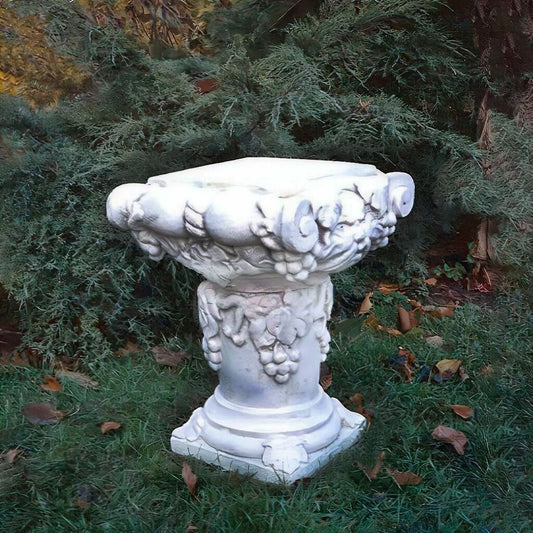  Niedrige Steinguss Gartensäule Mit Weinblättern Und Trauben - Orchidea