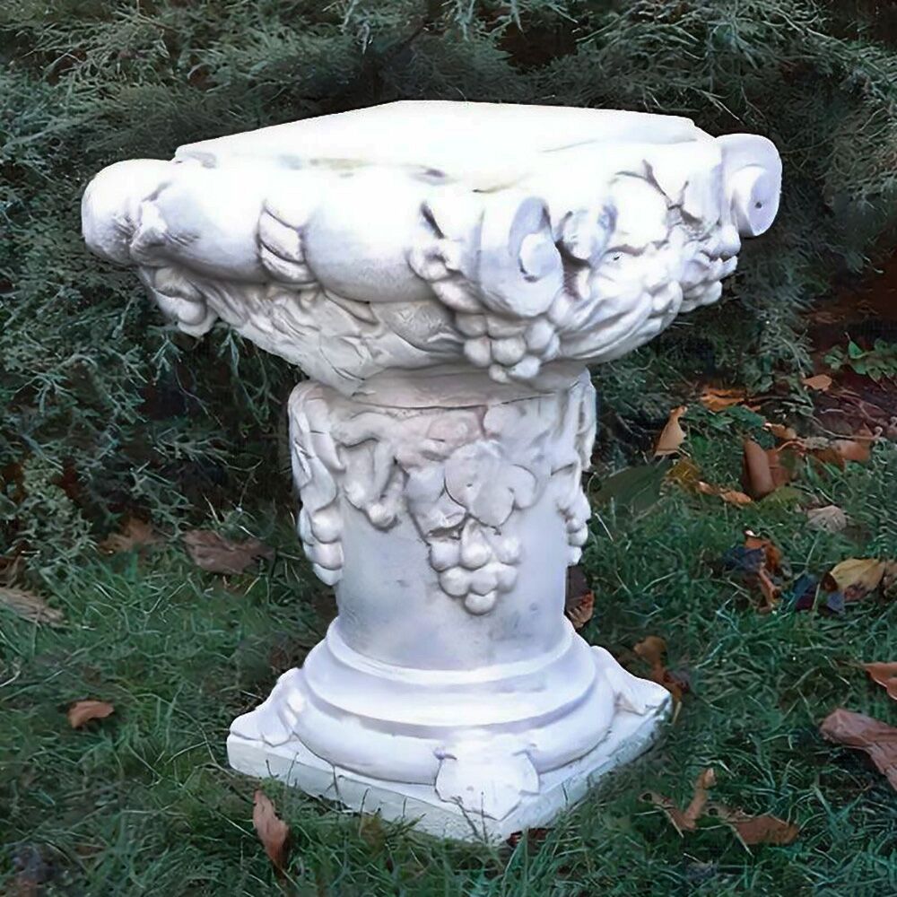  Niedrige Steinguss Gartensäule Mit Weinblättern Und Trauben - Orchidea