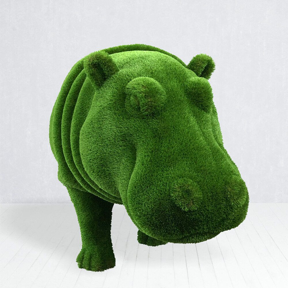  Nilpferd Gartenfigur Lebensgroß - Topiary/Formschnitt - Kunststoff - Nanon