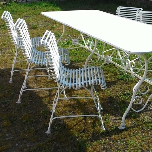  Nostalgischer Gartentisch Mit 6 Stühlen Aus Schmiedeeisen - Corentin