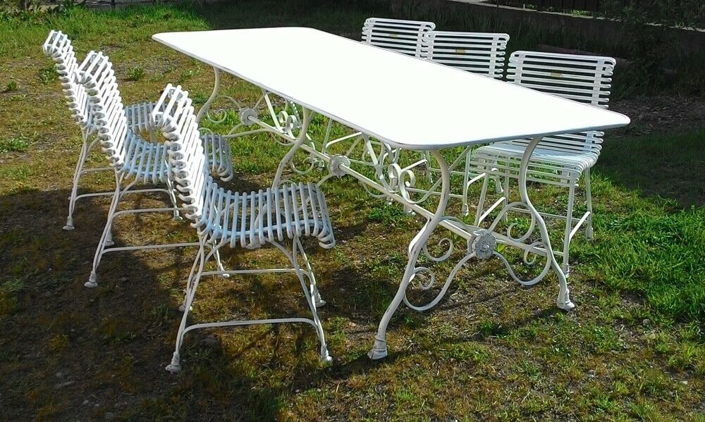  Nostalgischer Gartentisch Mit 6 Stühlen Aus Schmiedeeisen - Corentin